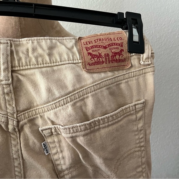 LEVIS sz 29 HIGH WAISTED Wide Leg Crop Khaki Color Jeans Cargo Pockets - Picture 9 of 10